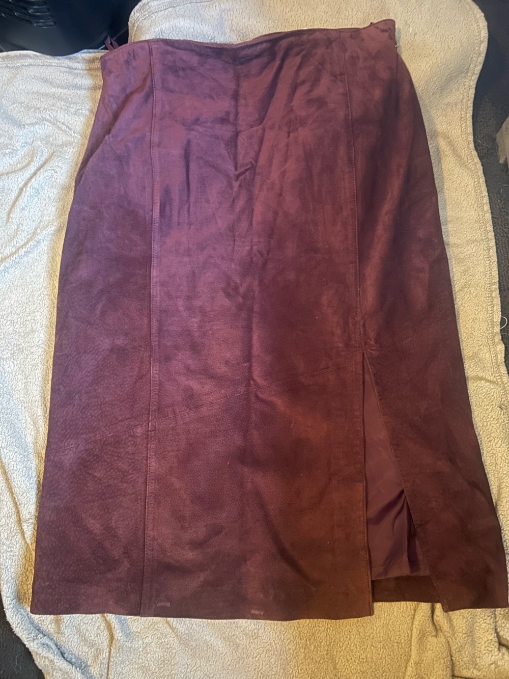 Leather midi skirt